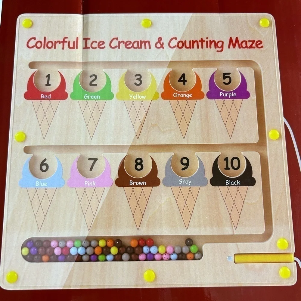 Magnetic Color and Number Maze Wooden Magnets Board Puzzle for Toddlers